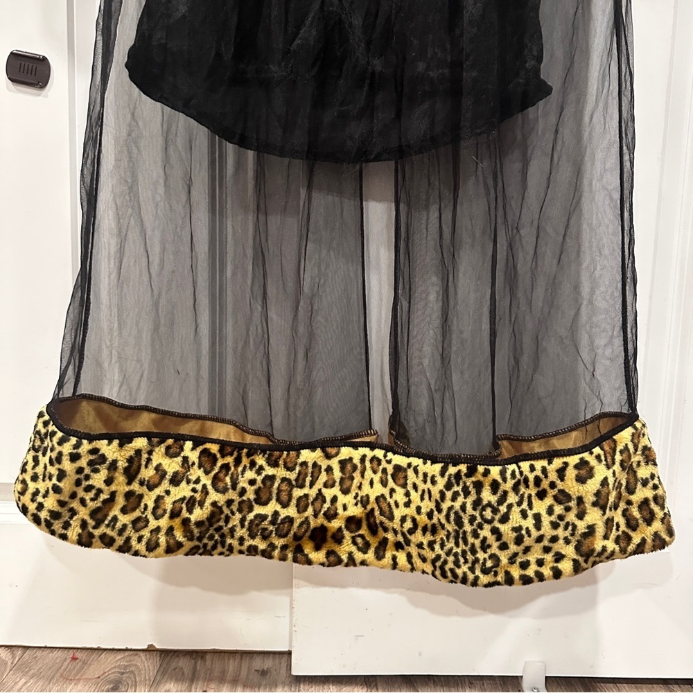 Black Sheer Robe with Leopard Trim and mini dress - Picture 8 of 9